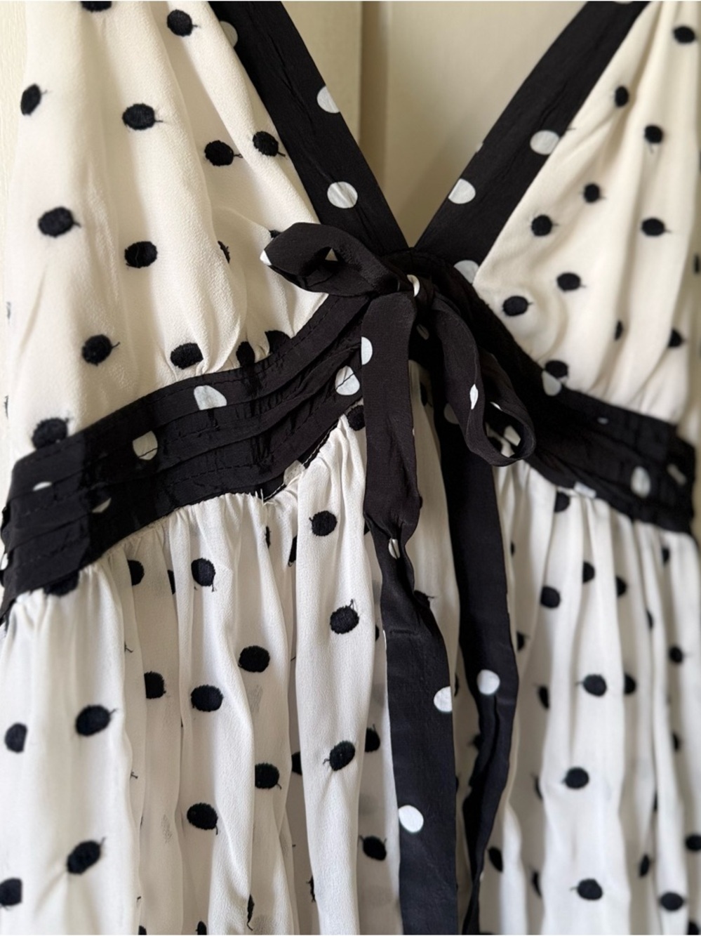 Anthropologie Maeve Polka Dot Sleeveless V-Neck Midi Slip Dress - Picture 8 of 9